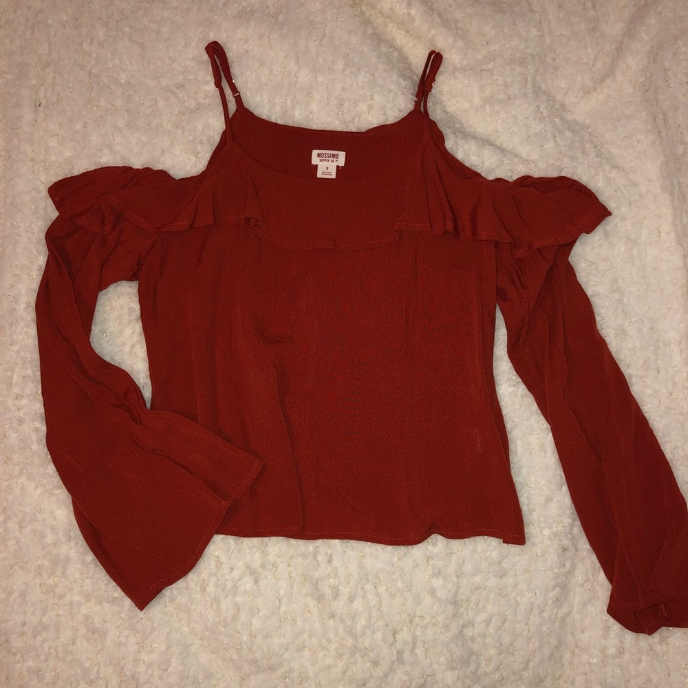 Long Sleeve Off the Shoulder Shirt with Straps